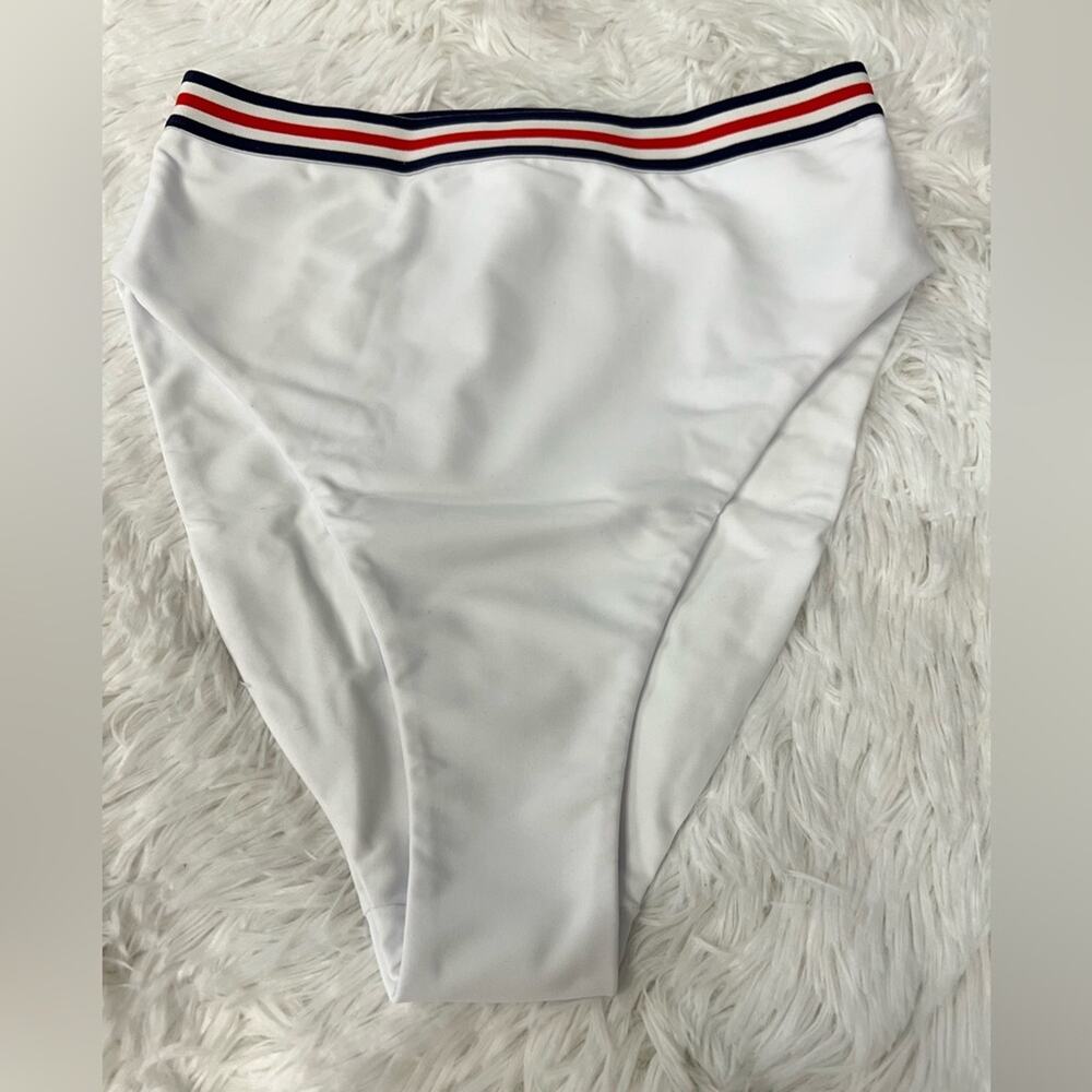 NWT VDM THE LABEL High Rise/High Cut White‎ Swim Bottoms Size Small